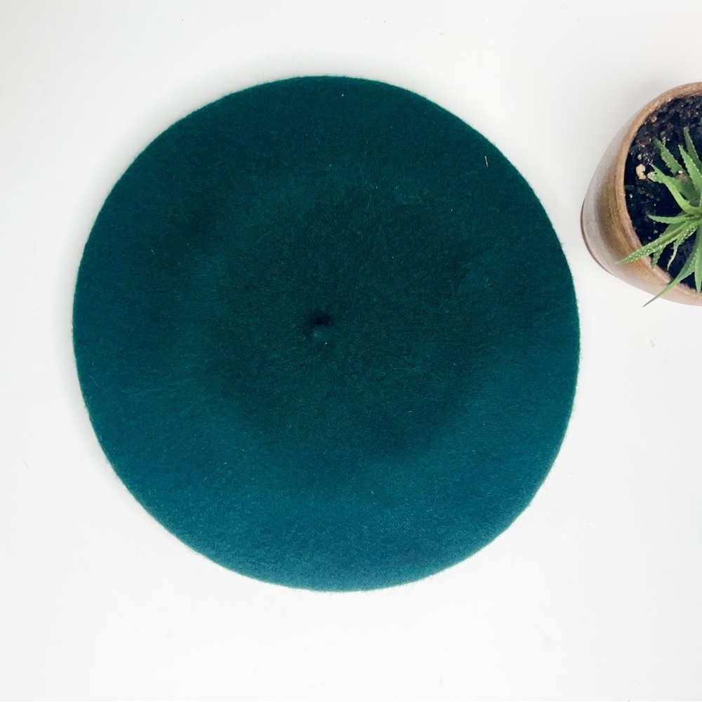Wool Beret Dark Emerald Green Felt Hat